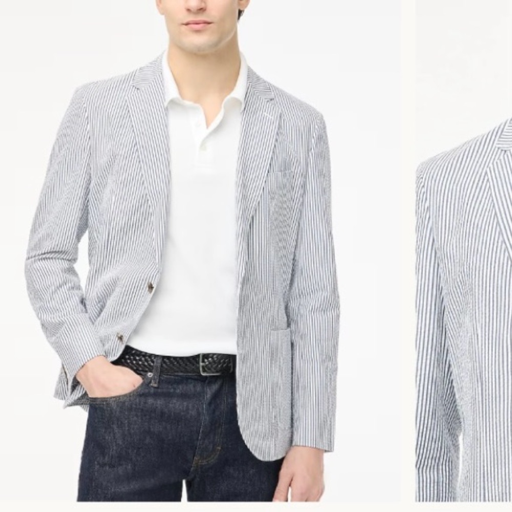J. Crew Thompson Seersucker Pinstripe Cotton Blazer Jacket